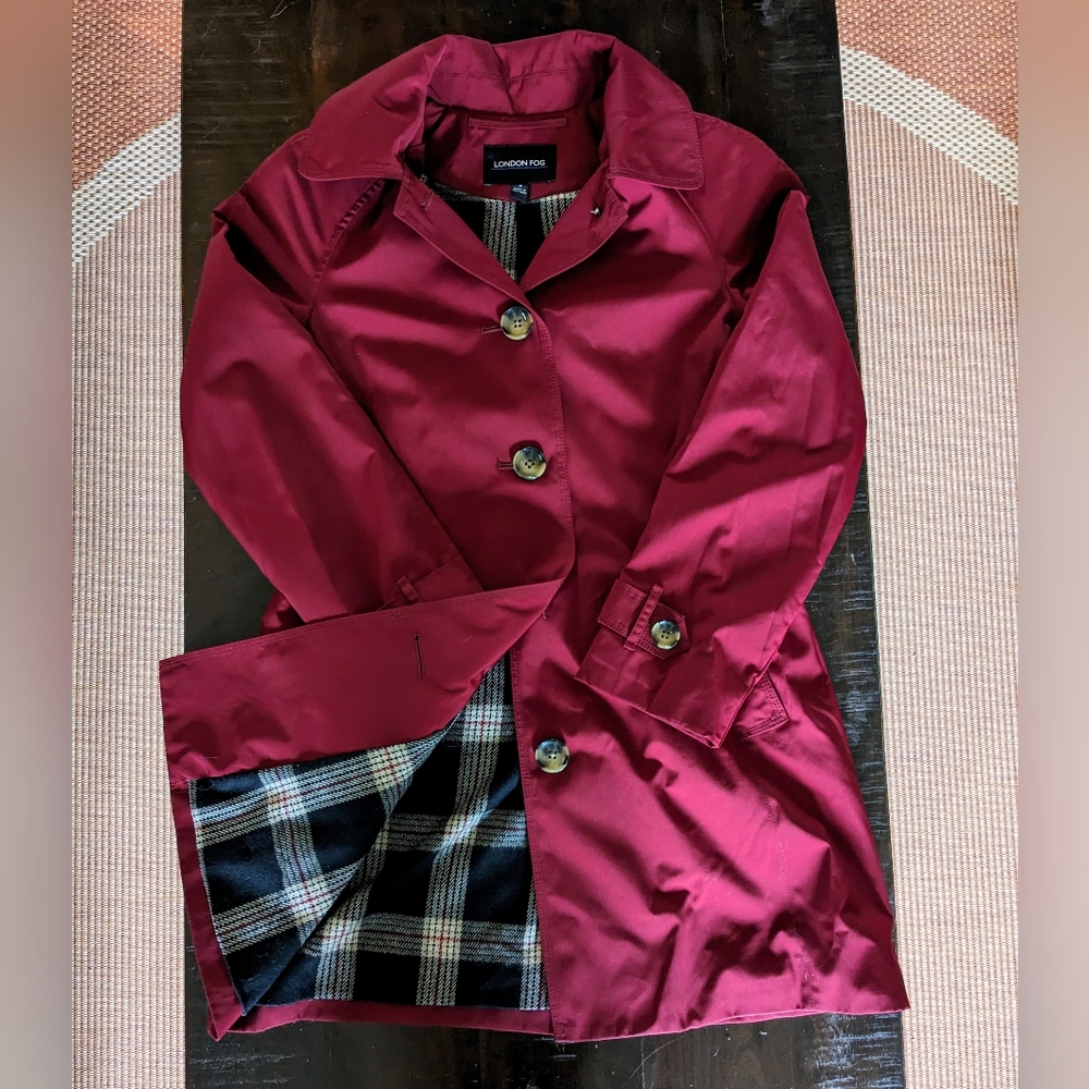 London Fog Raspberry Raincoat - Picture 5 of 6